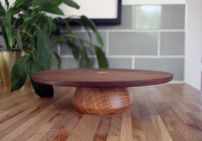 walnut and ash cake stand