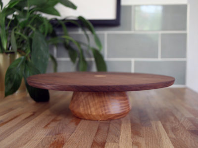 walnut and ash cake stand