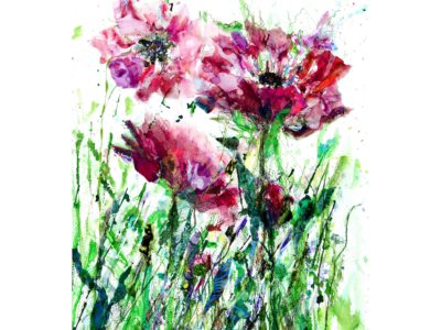 Plum Poppy Enhanced Print - Elegant Floral Artwork