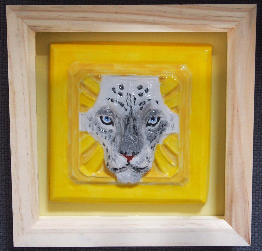 Leopard Ceramic Tile, mounted – Snow Leopard