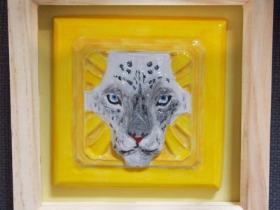 Snow leopard ceramic tile