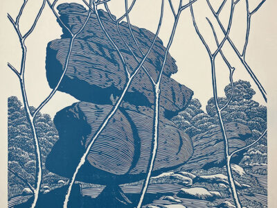 Brimham Blue - original linoprint