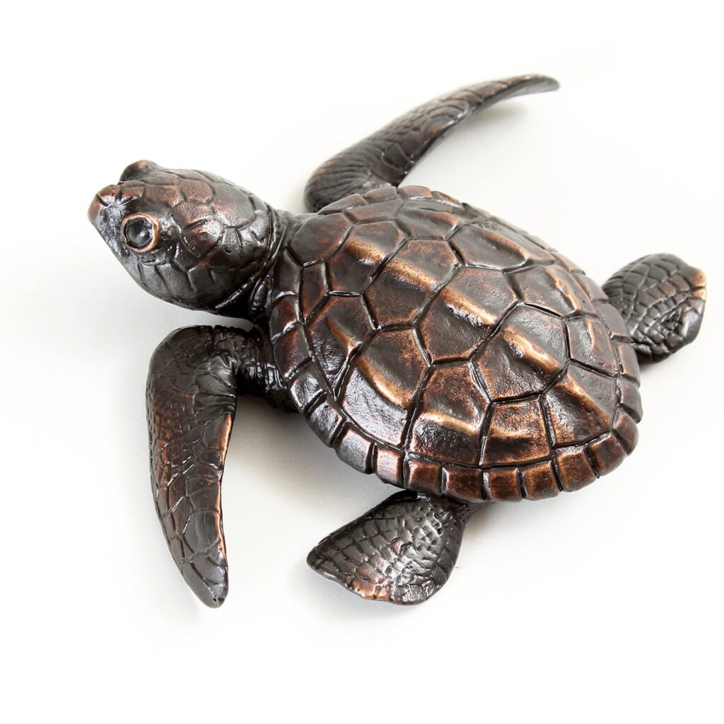 Turtle hatchling in bronze