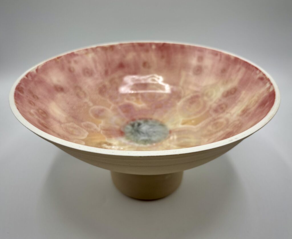 Large pink crystal bowl