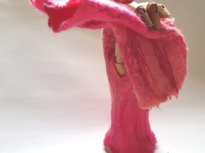 Handmade felt fingerless mitts - 2-tone