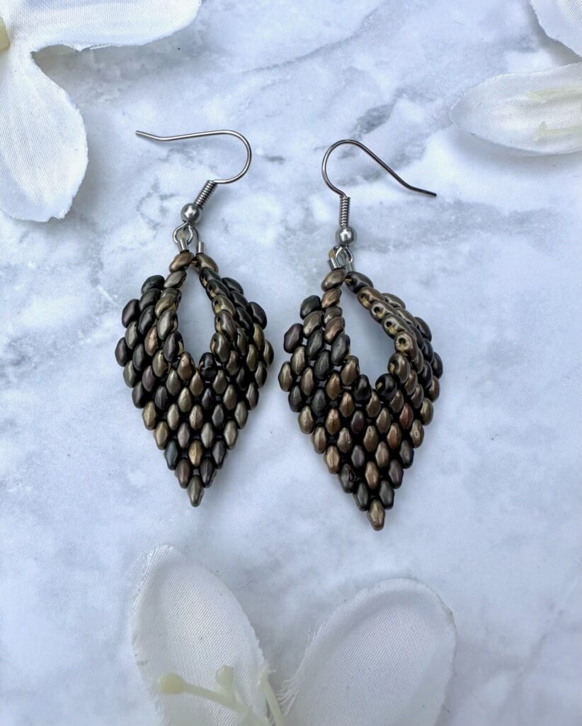 Leaf Drop Earrings – Metallic Leather