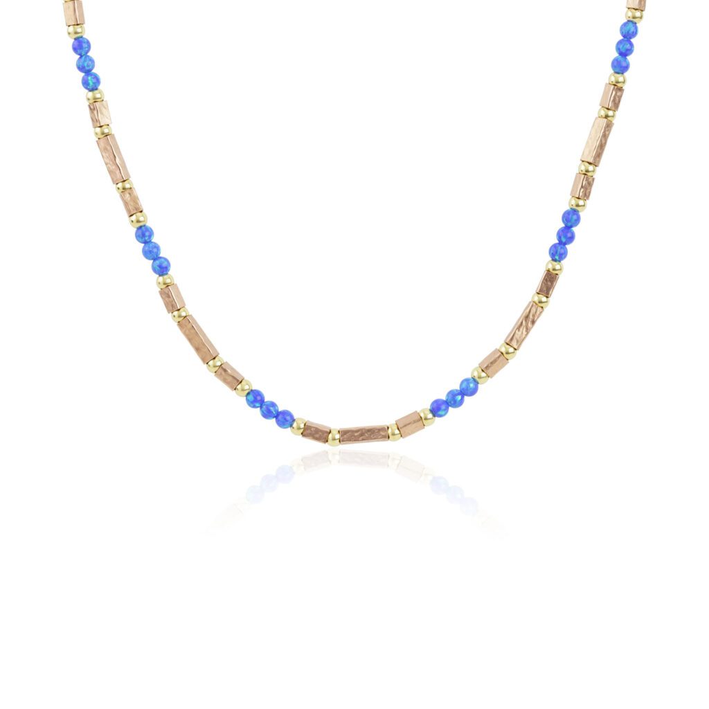 Gold Contemporary Blue Opal Necklace