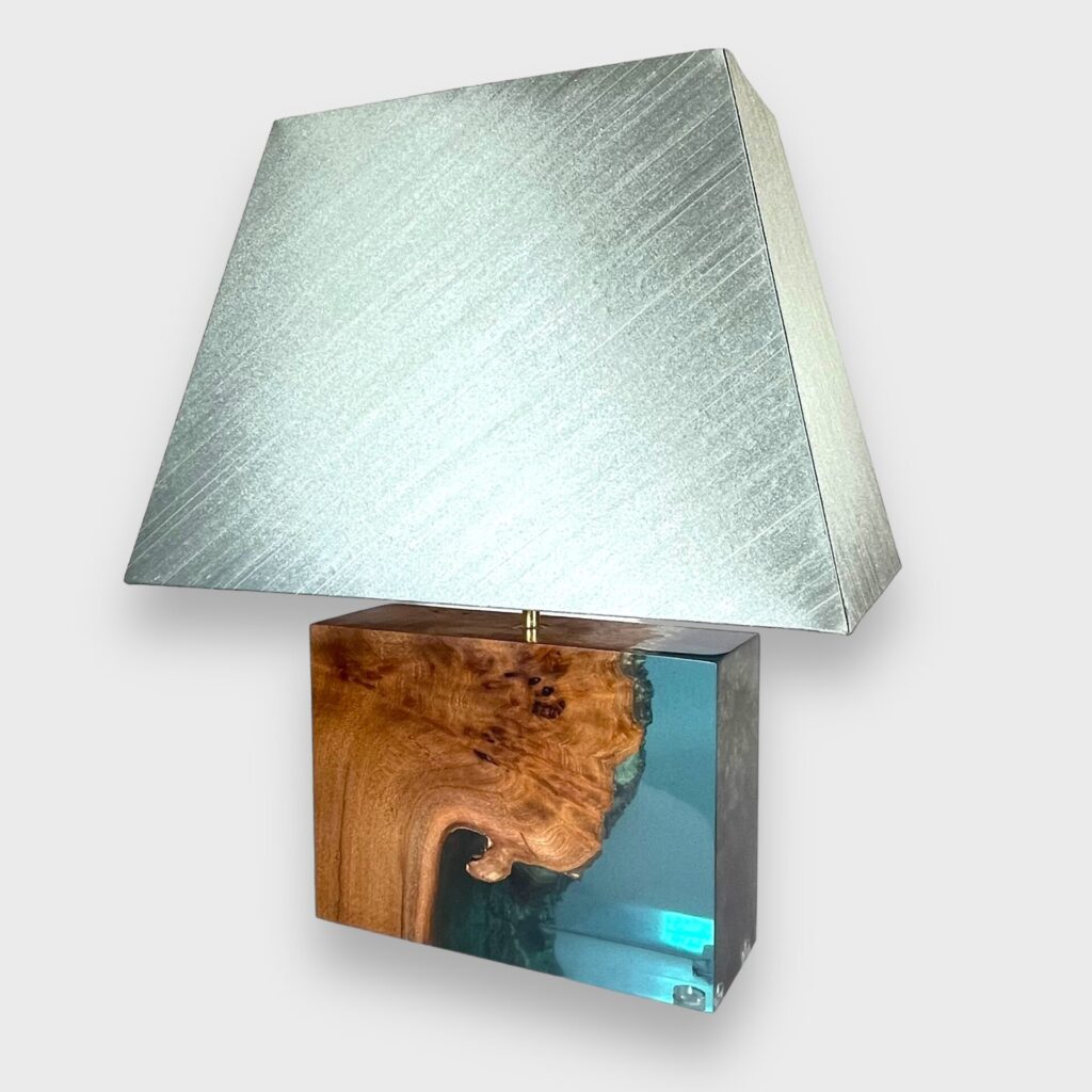 Chunky Burr Elm and ‘Glass’ Resin Lamp