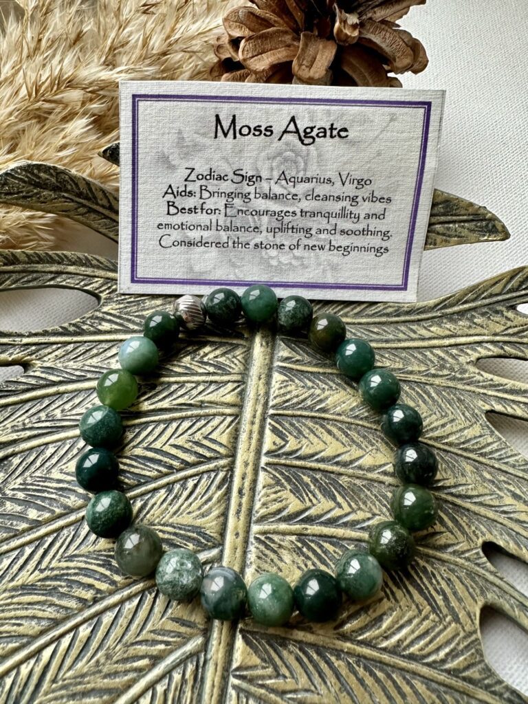 Moss Agate – Elasticated Bracelet