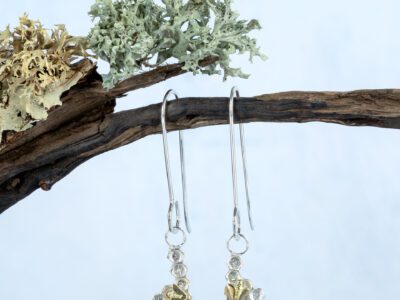 [Honeycomb Drop Earrings] – Sterling Silver, 18ct Gold