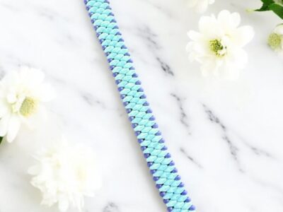 Slim SuperDuo Bracelet - Matte Seafoam & Royal Blue