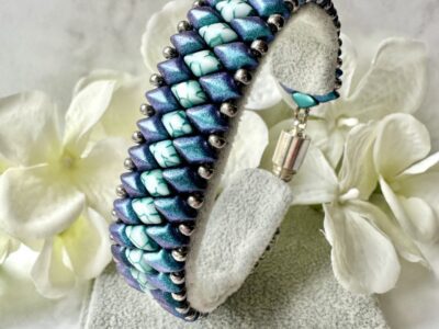 GemDuo Bracelet - Metallic Blueberry & Green Marble