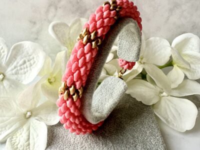 Rope Bracelet - Coral & Gold