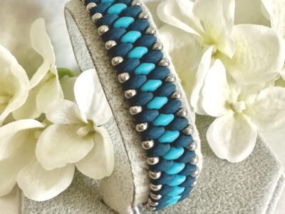 Slim SuperDuo Bracelet - Matt Blue & Turquoise