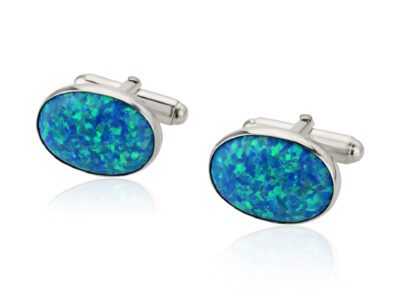 Opal Oval Silver Cufflinks