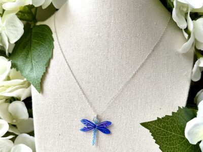 Dragonfly Necklace - Matt Sapphire