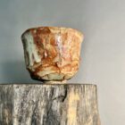 Chawan Tea Bowl by Sonya Wilkins Ceramics with Shino Glaze and Carved Foot Signed in Japanese Kanji