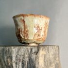 Chawan Tea Bowl by Sonya Wilkins Ceramics with Shino Glaze and Carved Foot Signed in Japanese Kanji