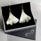 Ginkgo Leaf Earrings By Sonya Wilkins Ceramics (with pearl lustre)