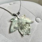 Large Maple Leaf Pendant (Grey Suede Cord, Beads)