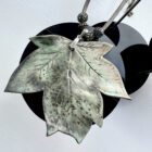Large Maple Leaf Pendant (Grey Suede Cord & Beads)