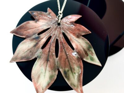Porcelain Leaf Pendant By Sonya Wilkins Ceramics (real leaf imprint)