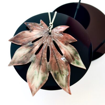 Porcelain Leaf Pendant By Sonya Wilkins Ceramics (real leaf imprint)