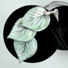 Porcelain Leaf 'Waterfall' Pendant (Real Silver Birch Leaf Imprint, Porcelain, Platinum & Pearl Lustres)