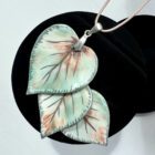 Porcelain Leaf Waterfall Pendant (Real Silver Birch Leaf Imprints) Platinum & Pearl Lustres