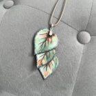 Porcelain Leaf Waterfall Pendant (Real Silver Birch Leaf Imprints) Platinum, Pearl Lustres.jpg