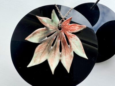 Porcelain Maple Leaf Pendant 3319 (Aconitifolium Leaf, Small) By Sonya Wilkins Ceramics