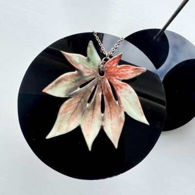 Porcelain Maple Leaf Pendant 3319 (Aconitifolium Leaf, Small) By Sonya Wilkins Ceramics