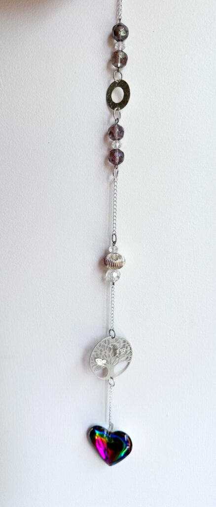 Handmade Beaded Suncatcher – Rainbow Heart