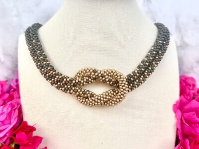 Infinity Knot Necklace - Grey/Gold