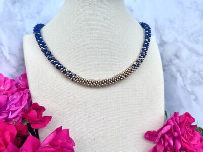 Blended Loop Necklace - Navy/Gold