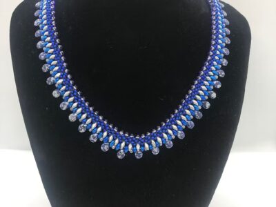 Drop Bead Collar Necklace - Blue & Silver - SALE (was £49.00)