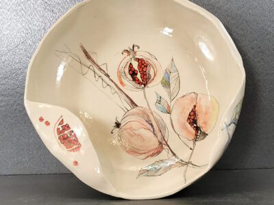 'Pomegranates' fruit bowl - handmade ceramic