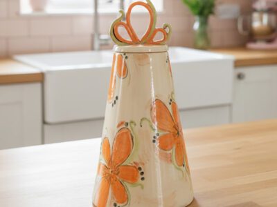'ElegantOrange' lidded jar - handmade ceramic