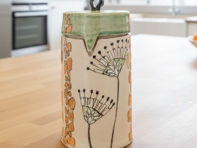 'Seeds of Happiness' Lidded Pot - handmade ceramic