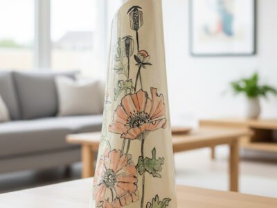 'Poppies' vase - handmade ceramic