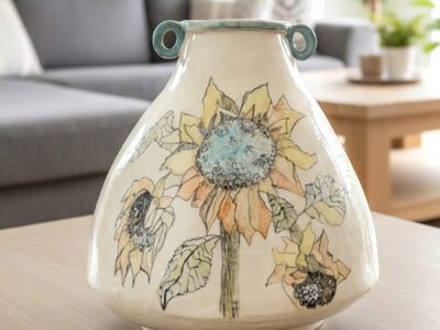 'Sunflowers' flagon vase - handmade ceramic