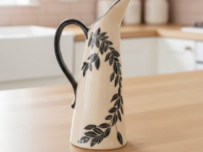 'Evening Leaves' jug - handmade ceramic