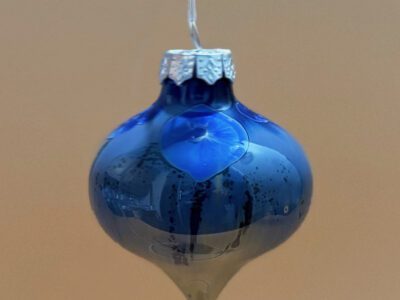 Blue and sand drop Christmas tree ornament