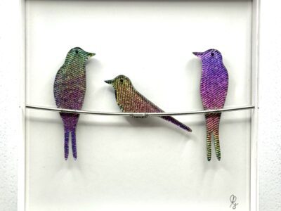 Dichroic Swallows (on wire) x3, in frame