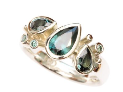 Teal Green Sapphire Trio Showstopper