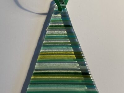 Green Glass Striped Christmas Tree Decoration