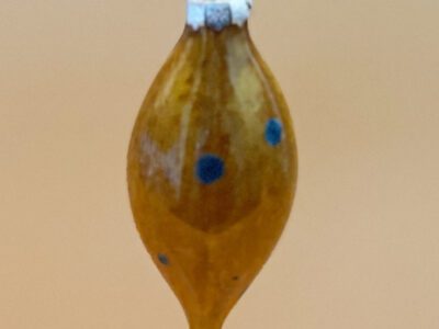 Long blue on amber Christmas tree ornament