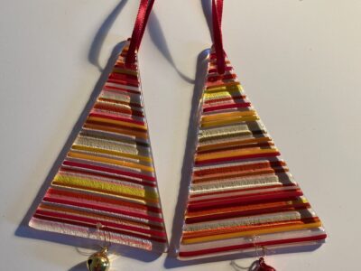 Red Glass Striped Christmas Tree Decoration